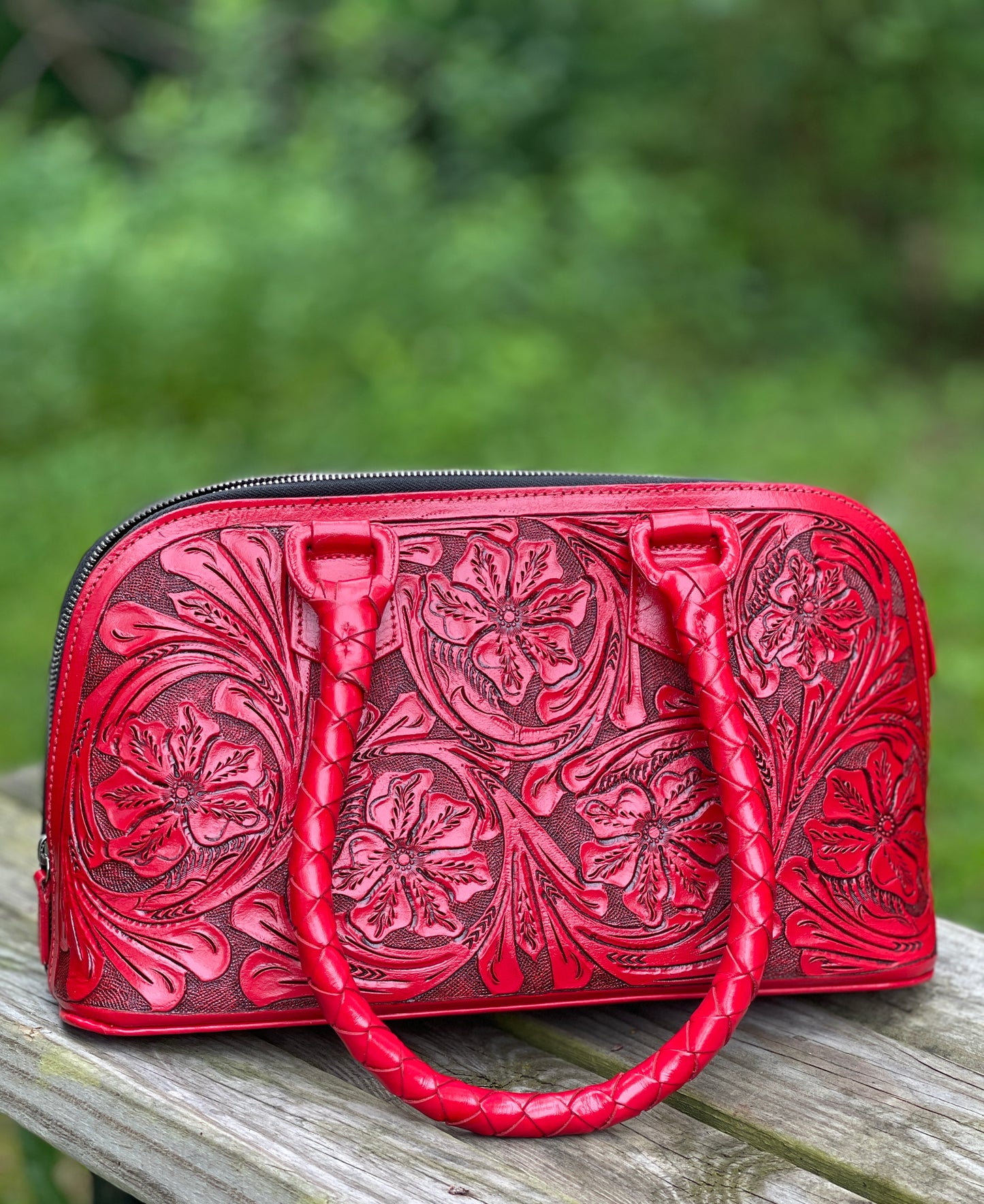 Hand-Tooled Leather Small Doctor Bag "MALETIN", more Colors - ALLE Handbags