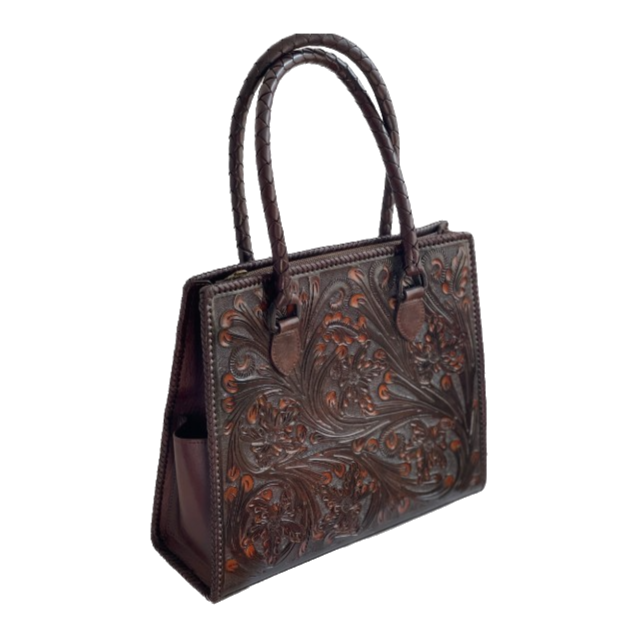 Hand Tooled Leather Large Tote "MARCUS" by ALLE