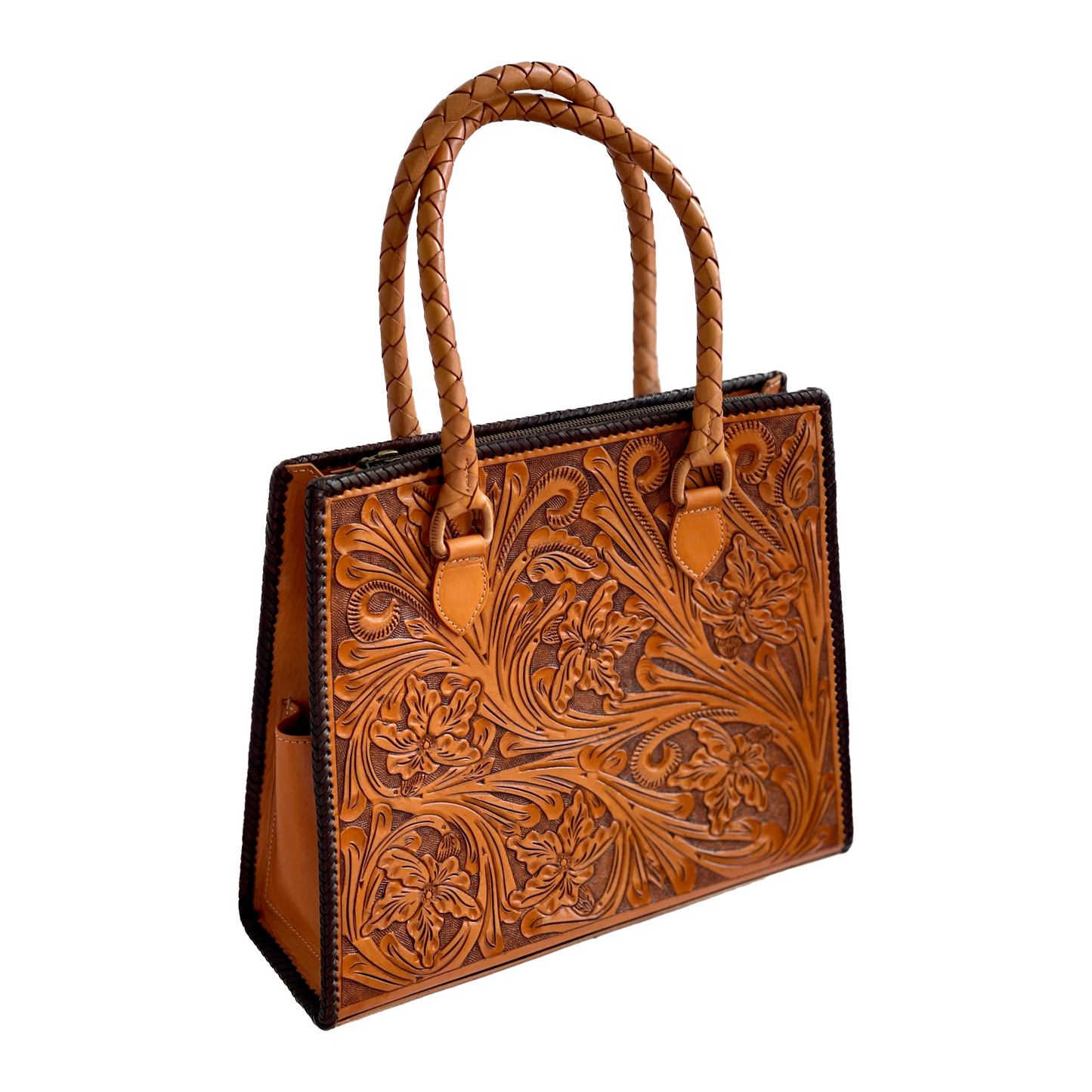 Hand Tooled Leather Large Tote "MARCUS" by ALLE