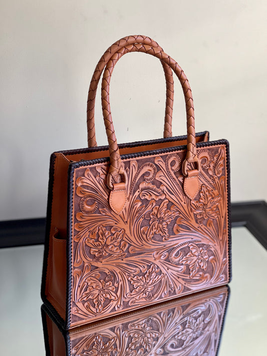 Hand Tooled Leather Large Tote "MARCUS" by ALLE