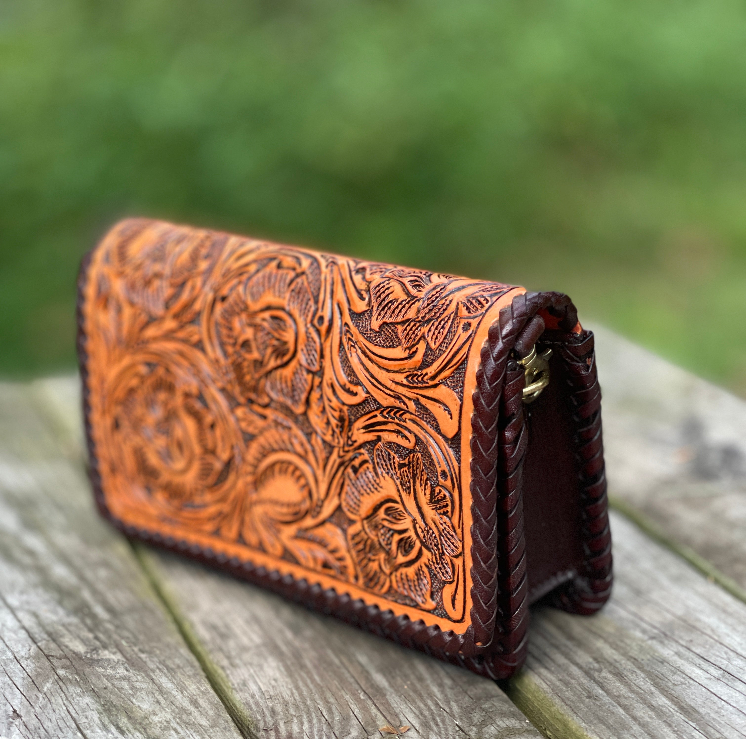 Hand-Tooled Leather Small Crossbody & Clutch PETIT - ALLE Handbags