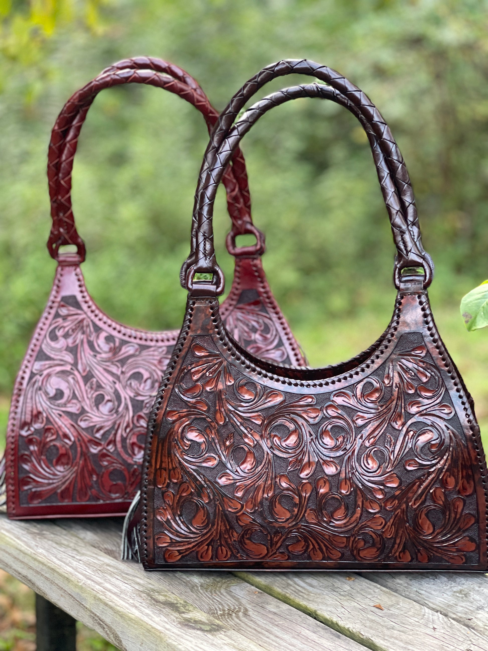 ALLE Hand-Tooled Leather Hobo Bag "LUNA" more colors - ALLE Handbags