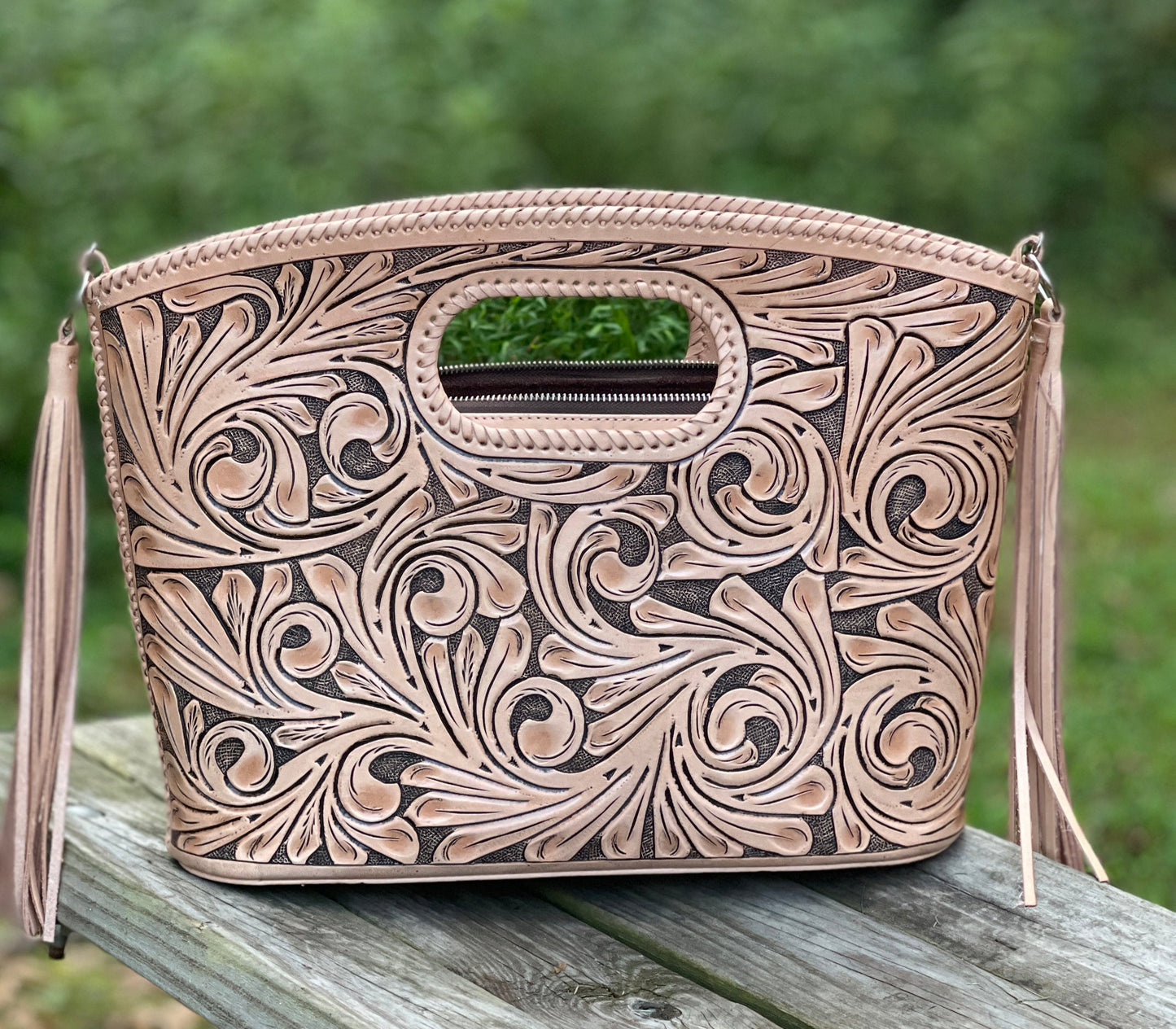 Hand Tooled Leather Tote "TUBO" by ALLE, more Colors