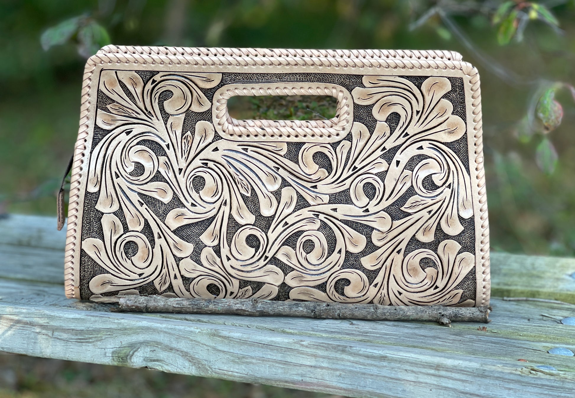 Hand-Tooled Leather Large Clutch Bag "ENVELOPE" by ALLE more Colors - ALLE Handbags
