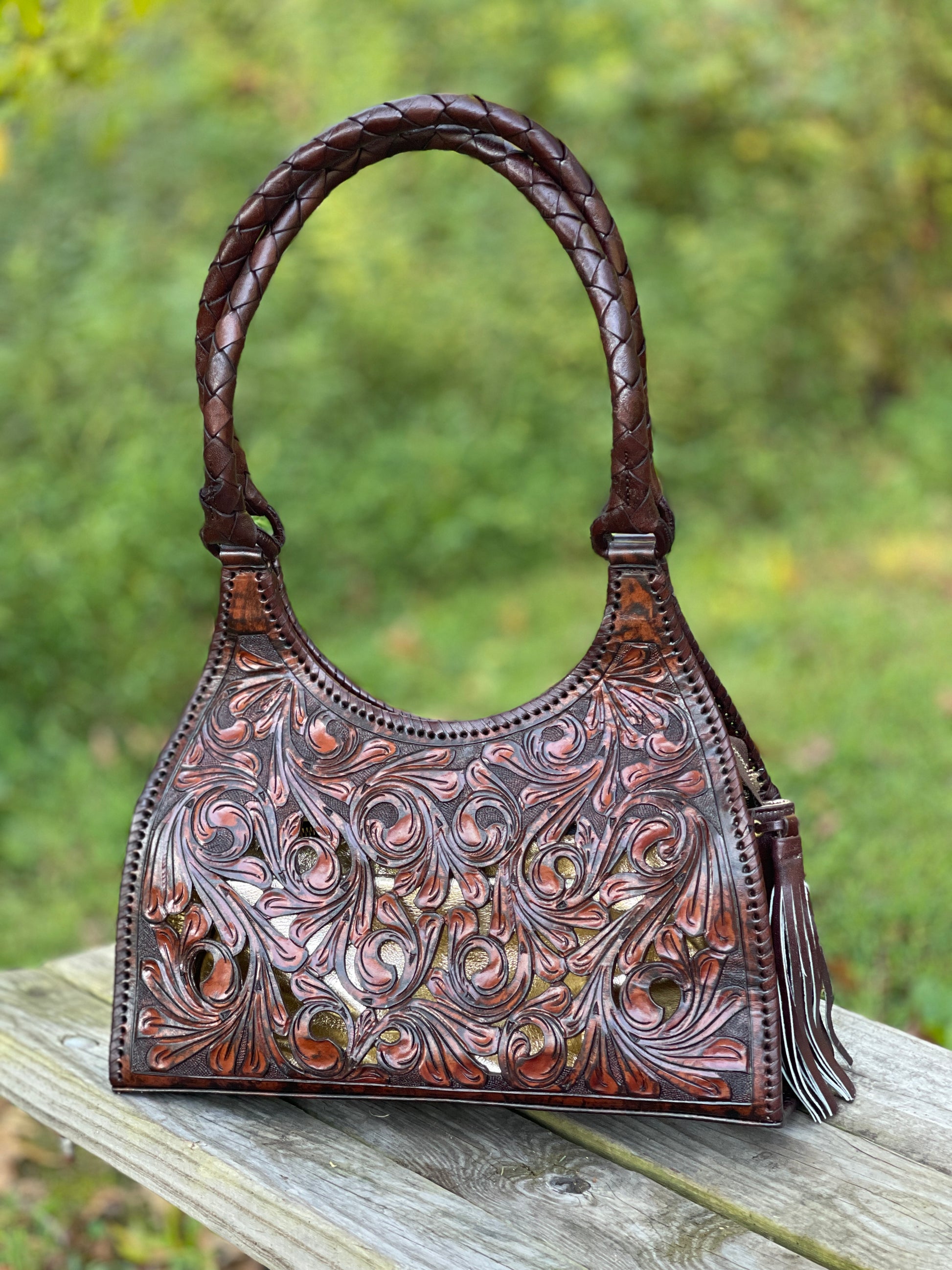 Hand Cut Out Tooling Leather Hobo Bag "LUNA" by ALLE - ALLE Handbags