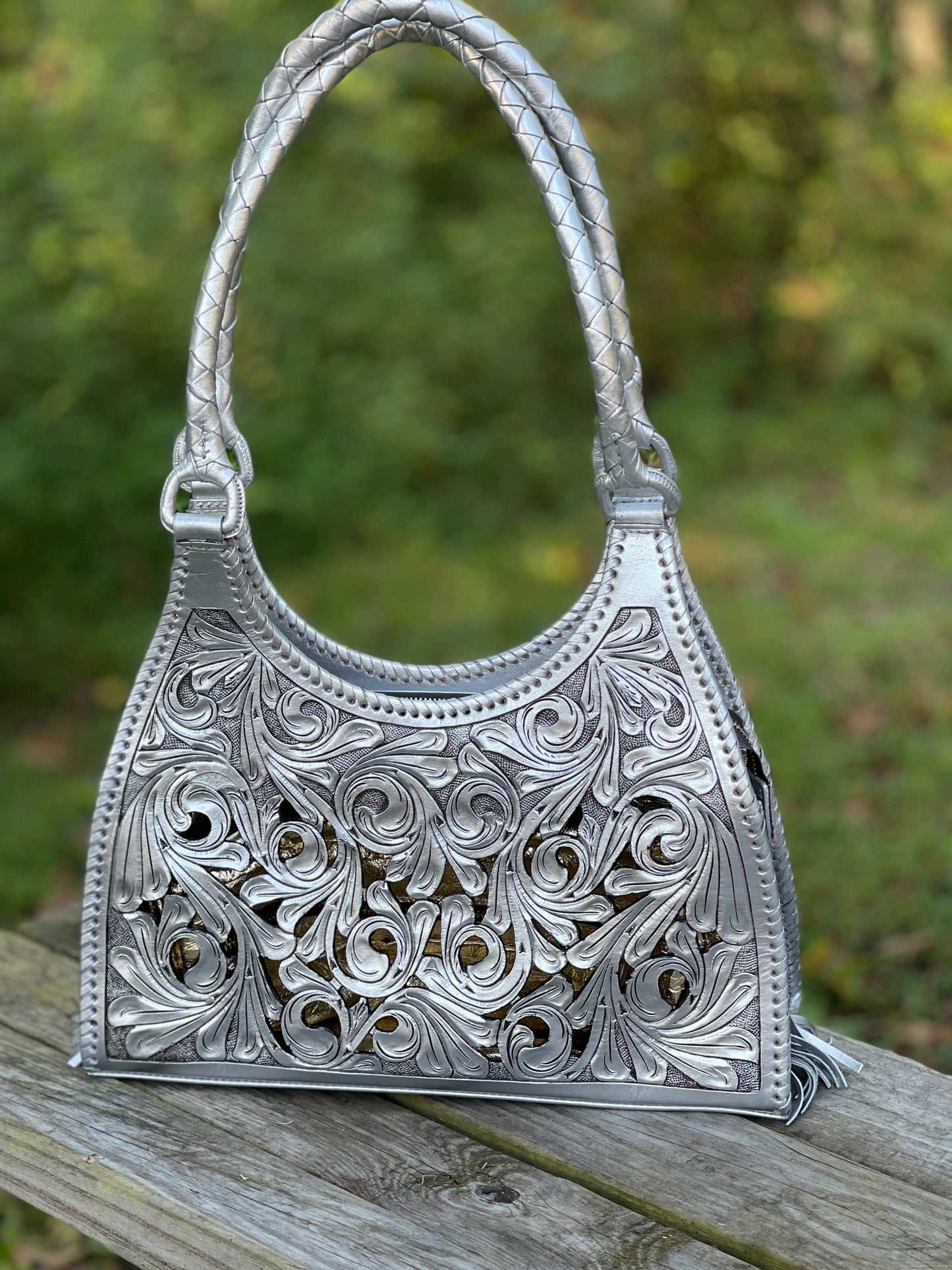 Hand Cut Out Tooling Leather Hobo Bag "LUNA" by ALLE - ALLE Handbags