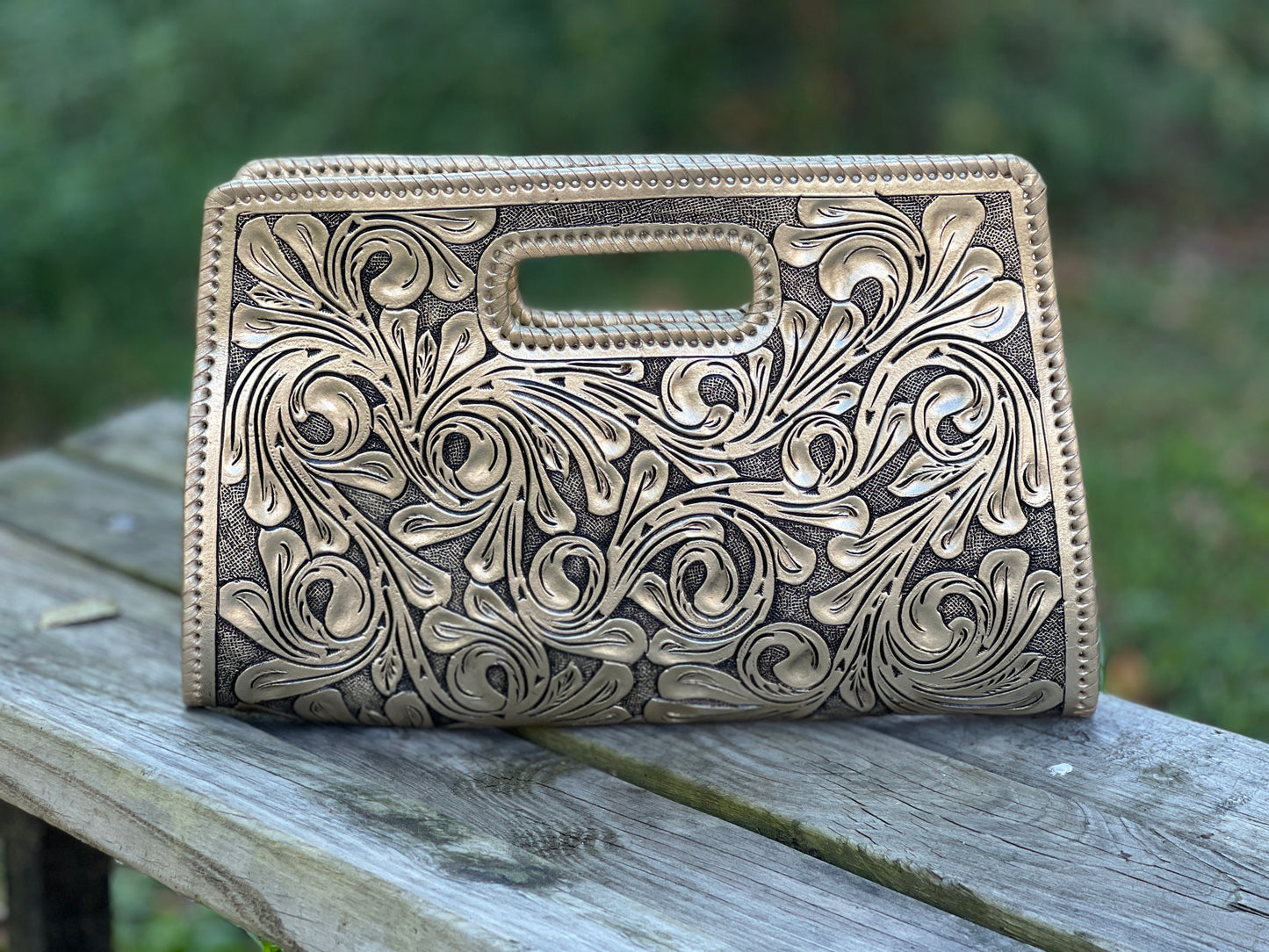 Hand-Tooled Leather Large Clutch Bag "ENVELOPE" by ALLE more Colors