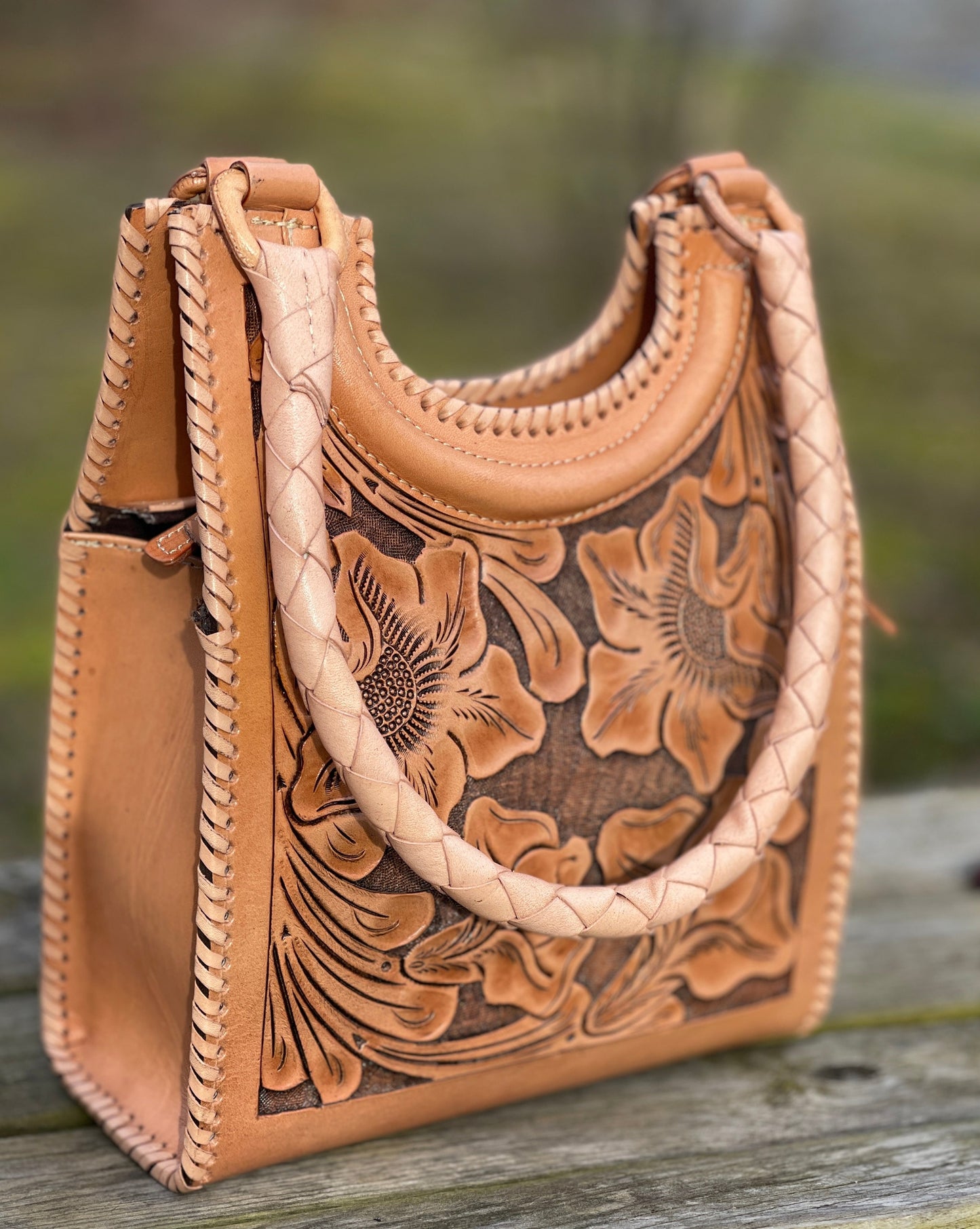Hand Tooled Leather Hobo Bag "BAALY" by ALLE - ALLE Handbags