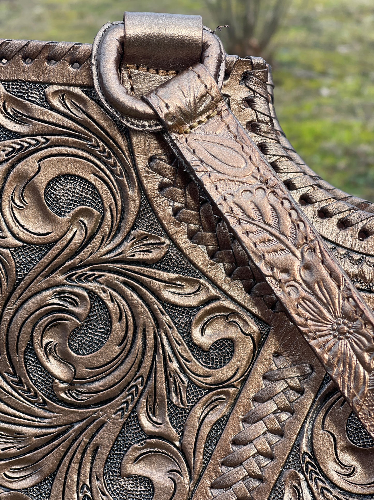 Hand-Tooled Leather Satchel, Shoulder Bag "Azteca" by ALLE - ALLE Handbags