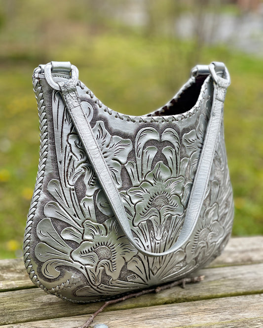 Hand Tooled Leather Shoulder Bag, "MIROSLAVA" by ALLE - ALLE Handbags