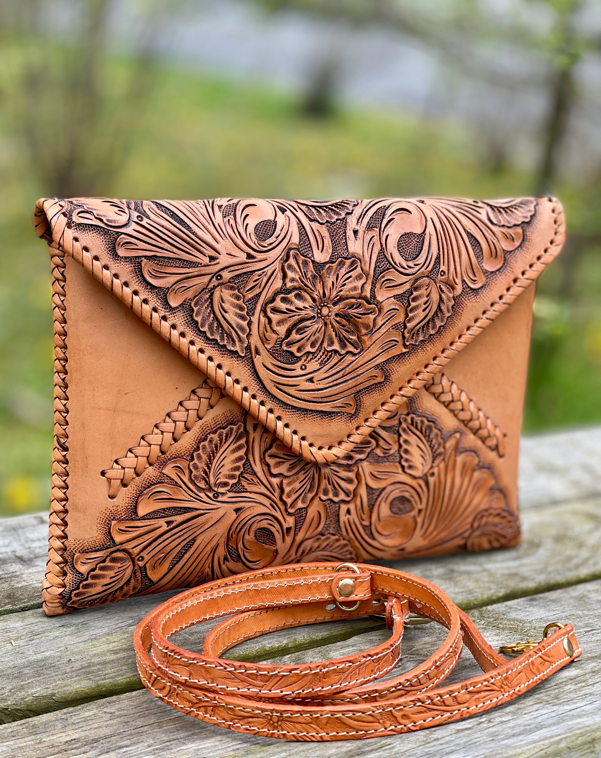 Hand-Tooled Leather Crossbody & Clutch Bag "ITALIA" by ALLE - ALLE Handbags