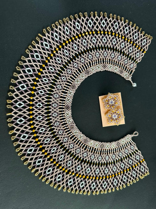 Handmade Beadwork Tribal Necklace & Earrings Set "AIRE" - Limited Edition