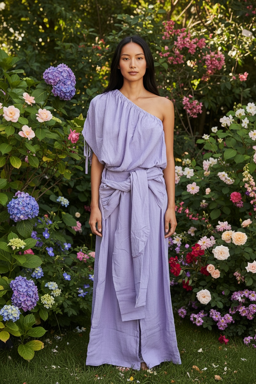 Handmade Cotton Set of Pants & Off-the-Shoulder Top "NUDO"