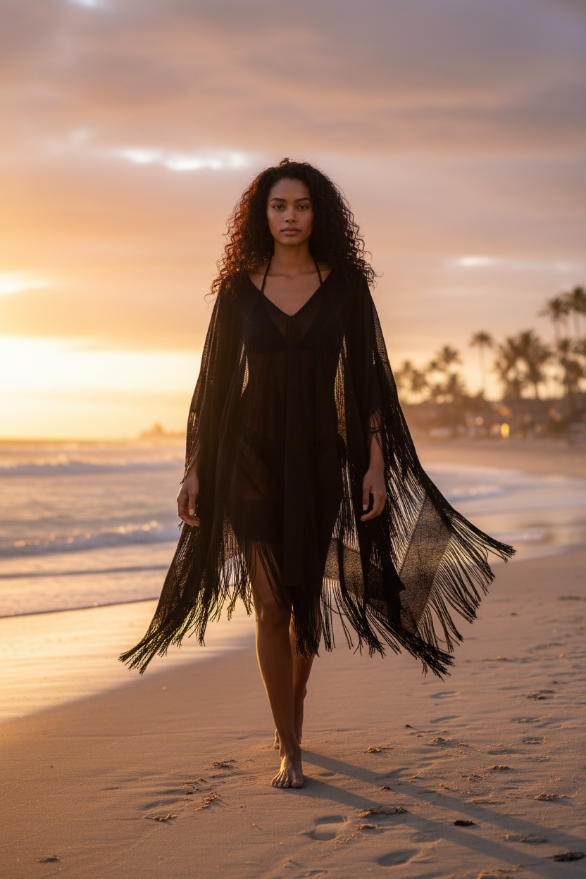 Handmade Cotton Coverup - Mini Beach Dress "RHIANA"