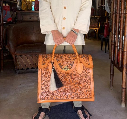 Hand-tooled Leather Small Weekender "ROMMY" by ALLE, Duffel Bag - ALLE Handbags