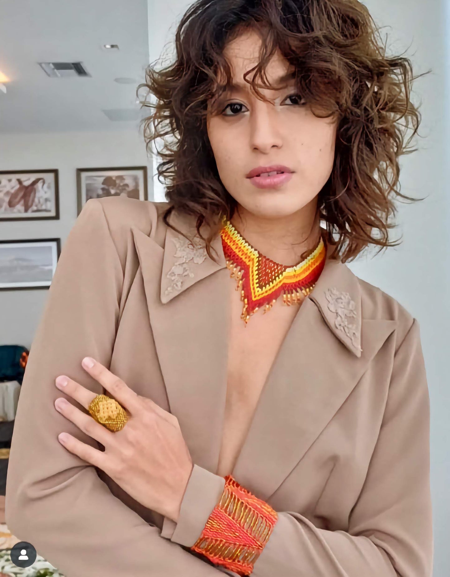 Handmade Beaded Tribal Necklace & Earrings Set "AMELIA" - Limited Edition