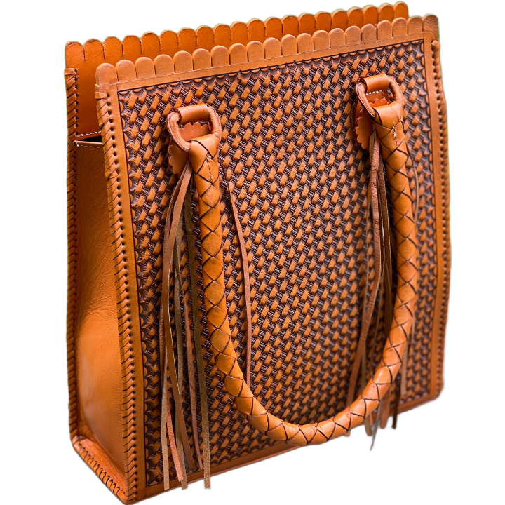 Hand Tooled Leather Tote Bag "CORREAS" by ALLE - ALLE Handbags
