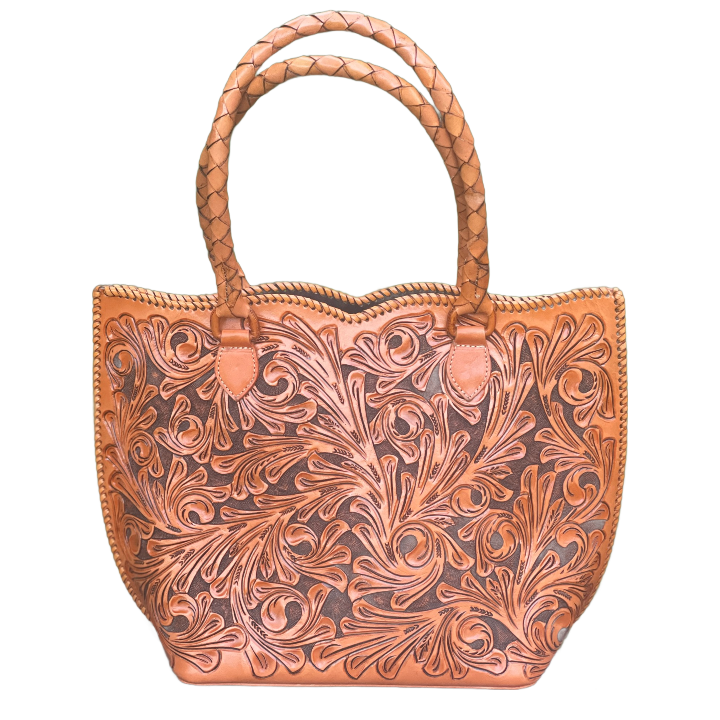 Genuine Hand-Tooled Leather Tote, "IBIZA" by ALLE, more colors - ALLE Handbags