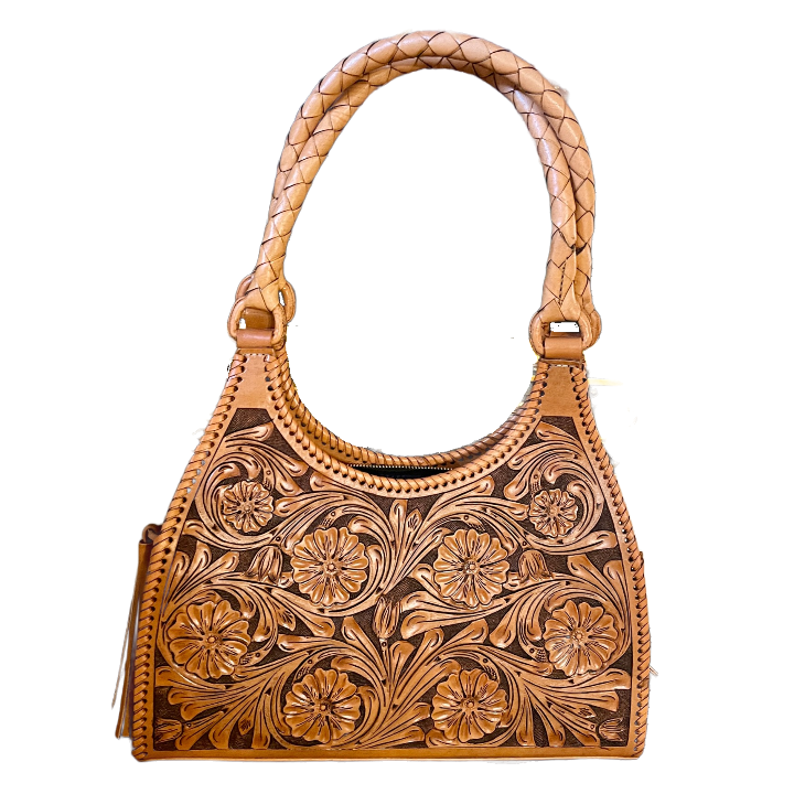 ALLE Hand-Tooled Leather Hobo Bag "LUNA" more Colors - ALLE Handbags