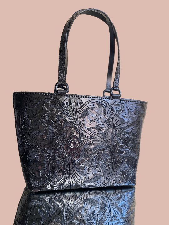 Hand-Tooled Leather, Tote Bag "CHARLY", by ALLE, more Colors