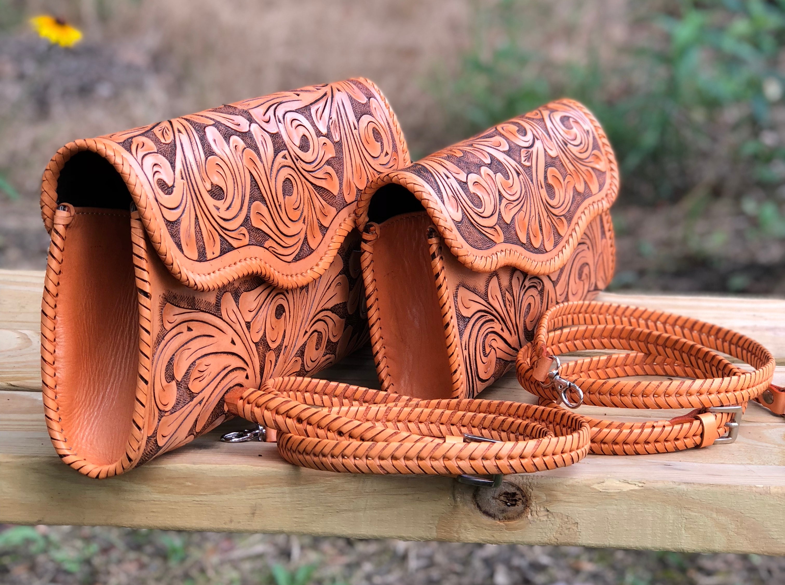 Hand-Tooled Leather Small Crossbody & Clutch "Ondulada"  by ALLE more colors - ALLE Handbags