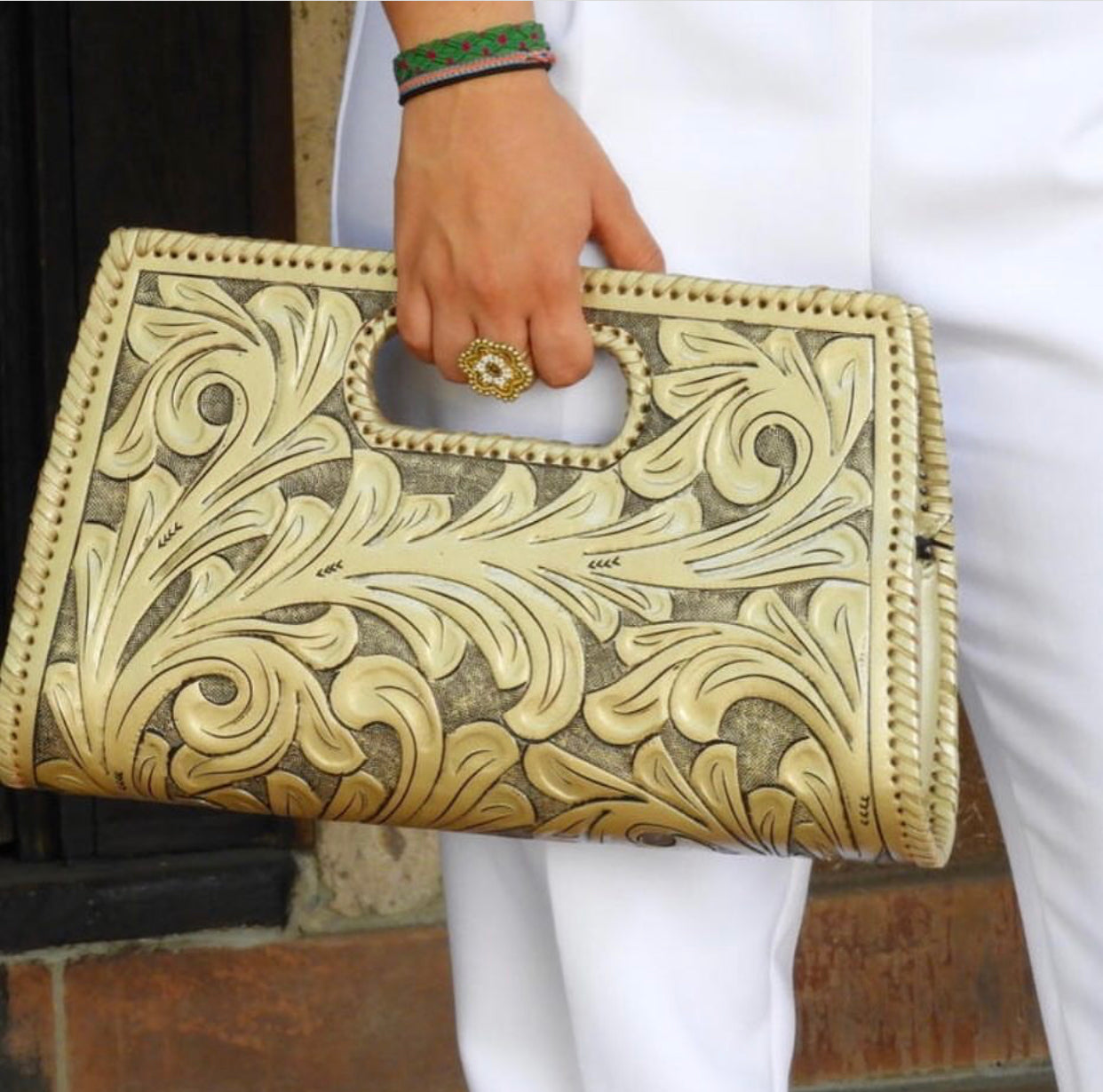 Hand-Tooled Leather Large Clutch Bag "Envelope" by ALLE more Colors - ALLE Handbags