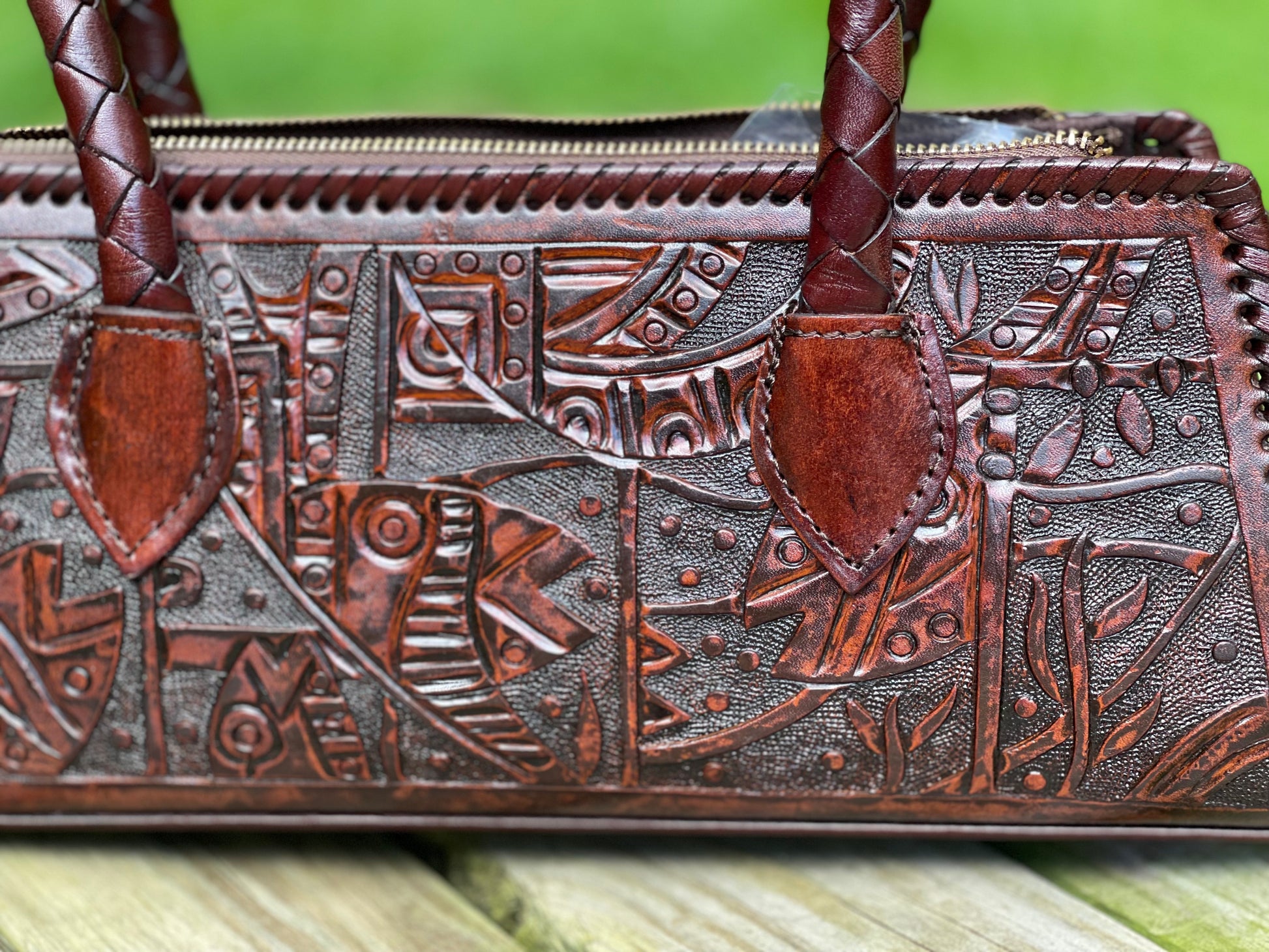 Hand Tooled leather Small Satchel "LARGA" by ALLE - ALLE Handbags