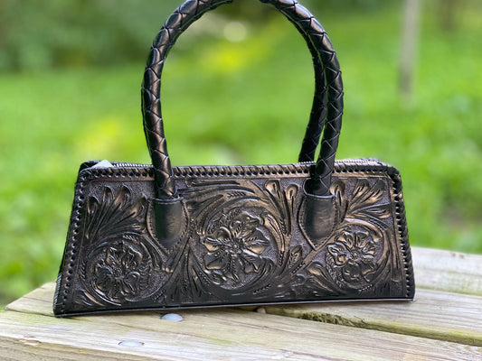 Hand Tooled leather Small Satchel "LARGA" by ALLE - ALLE Handbags