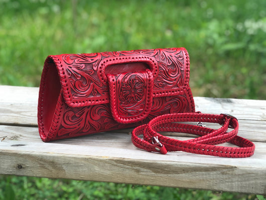 ALLE Hand-Tooled Leather Small Clutch & Crossbody "LENGUETA" by ALLE, more Colors - ALLE Handbags