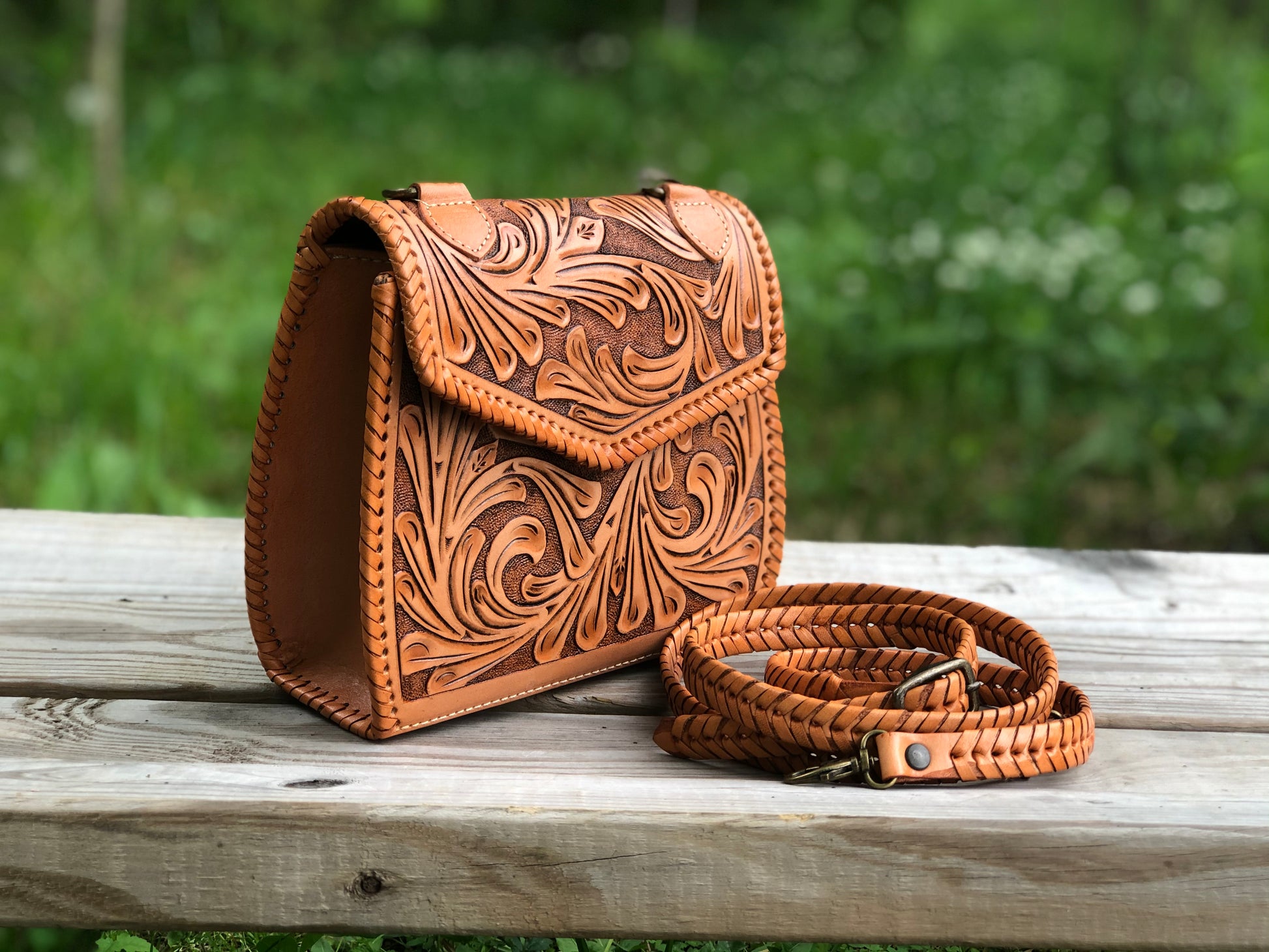Women's ALLE Hand-Tooled Leather Crossbody "Ericka", more Colors - ALLE Handbags