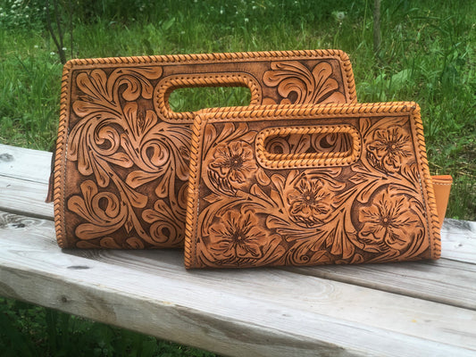 Hand-Tooled Leather Small Clutch Bag "Envelope" by ALLE more Colors - ALLE Handbags
