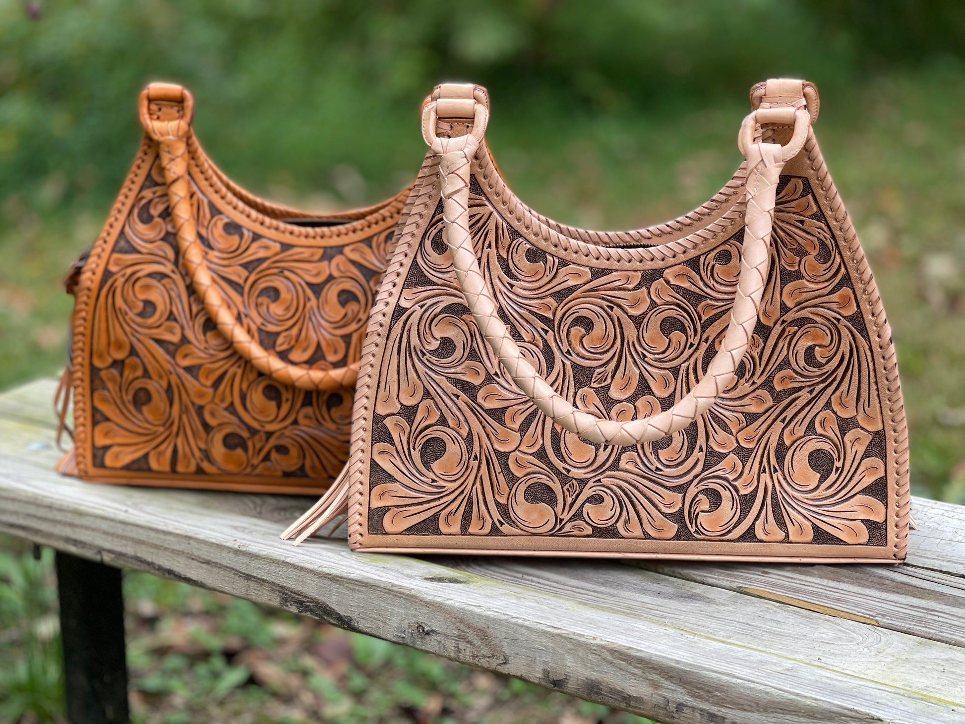 ALLE Hand-Tooled Leather Hobo "LUNA" more colors - ALLE Handbags
