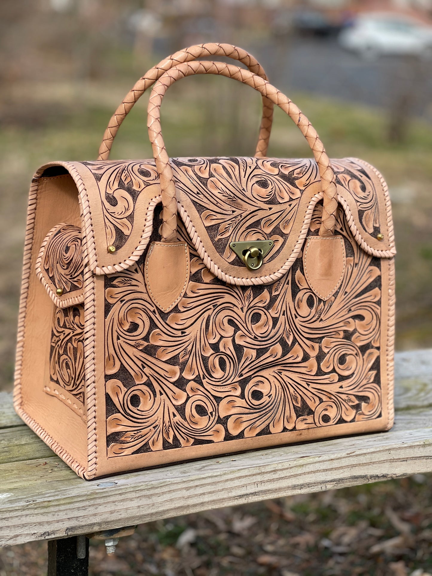 Hand-tooled Leather Large Weekender "ROMMY" by ALLE, Travel or Gym Bag - ALLE Handbags