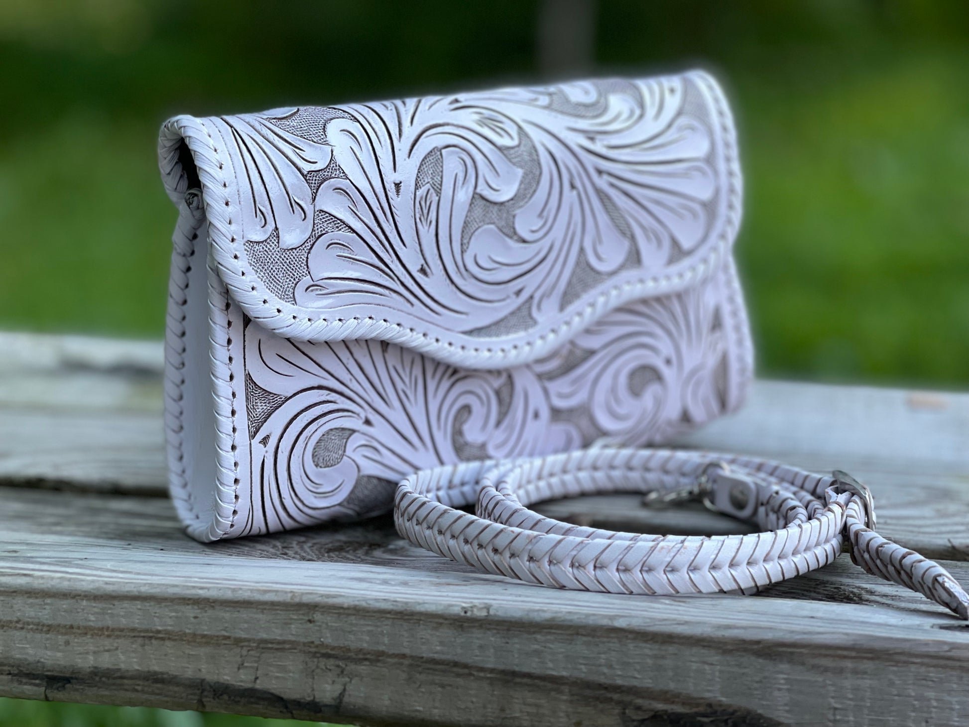 Hand-Tooled Leather Small Crossbody & Clutch "Ondulada"  by ALLE more colors - ALLE Handbags