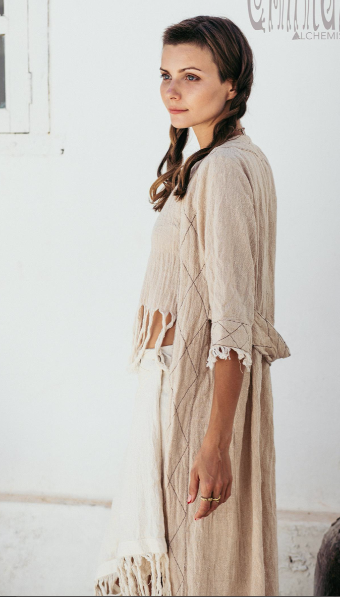 Bohemian Boho Cardigan Robe, Maxi Dress, Organic Clothes - ALLE Handbags