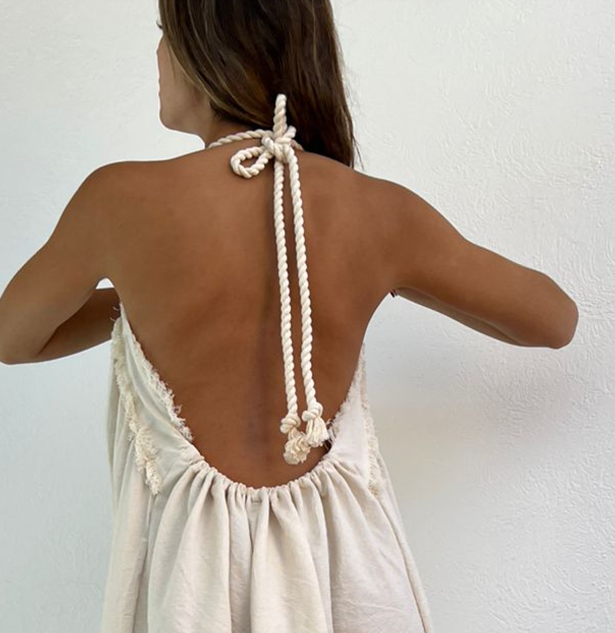 boho dress open back White Open Back dress with sleeves Boho wedding dress with sleeve Puff sleeve backless dress Maxi Long dress for women Open Back Beach dress