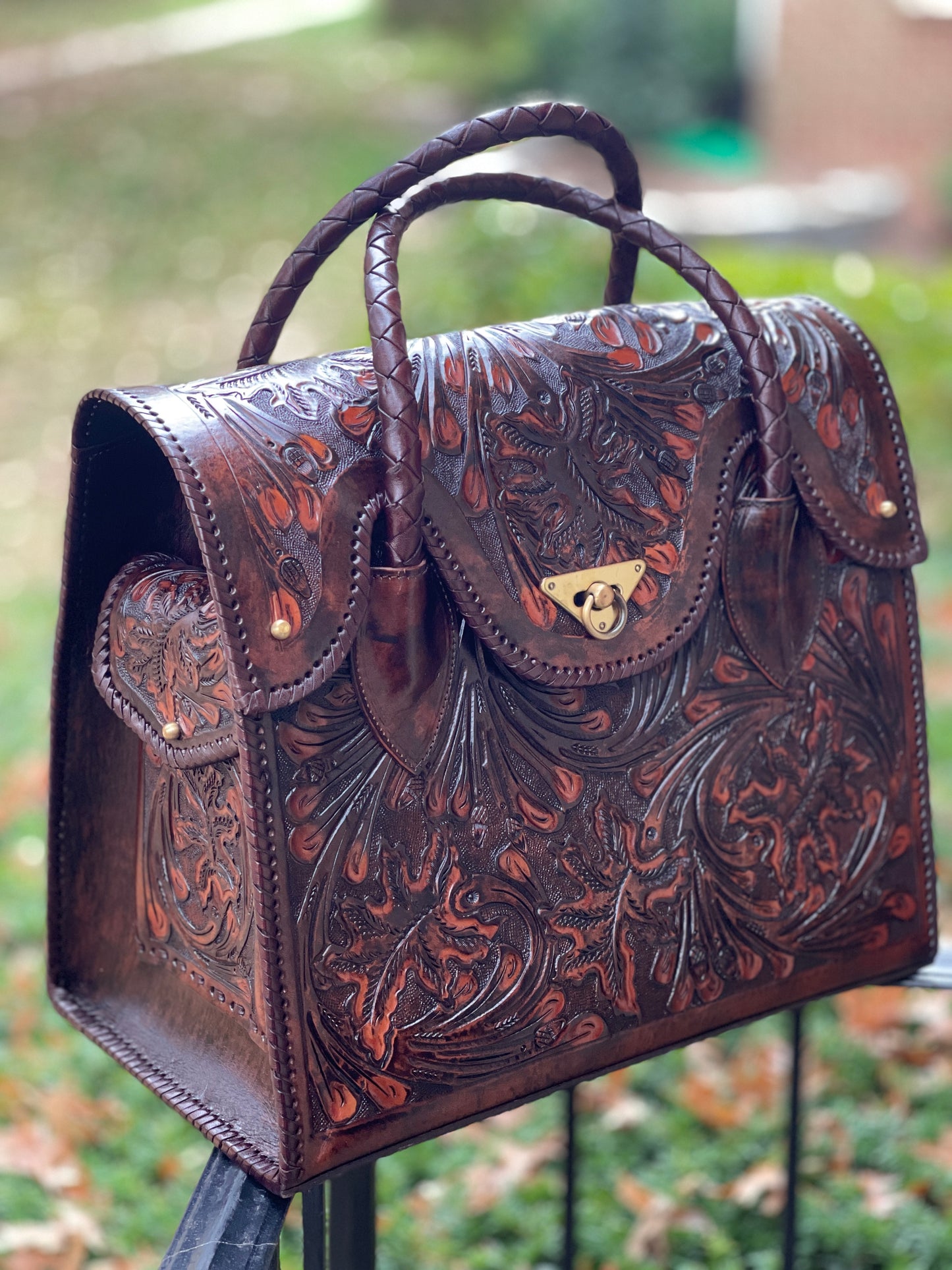 Hand-tooled Leather Large Weekender "ROMMY" by ALLE, Travel or Gym Bag - ALLE Handbags